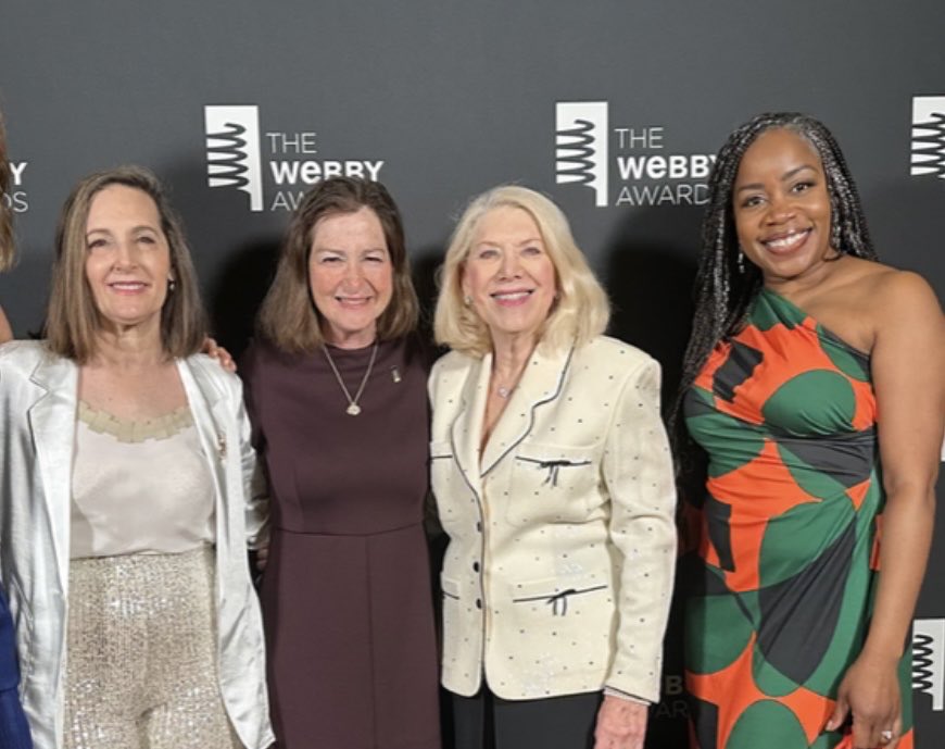 Proud to join @joycewhitevance, @jillwinebanks, and ⁦@KimberlyEAtkins⁩ to accept a Webby Award for #SistersInLaw podcast. Thanks to of all our listeners who voted for us! @TheWebbyAwards