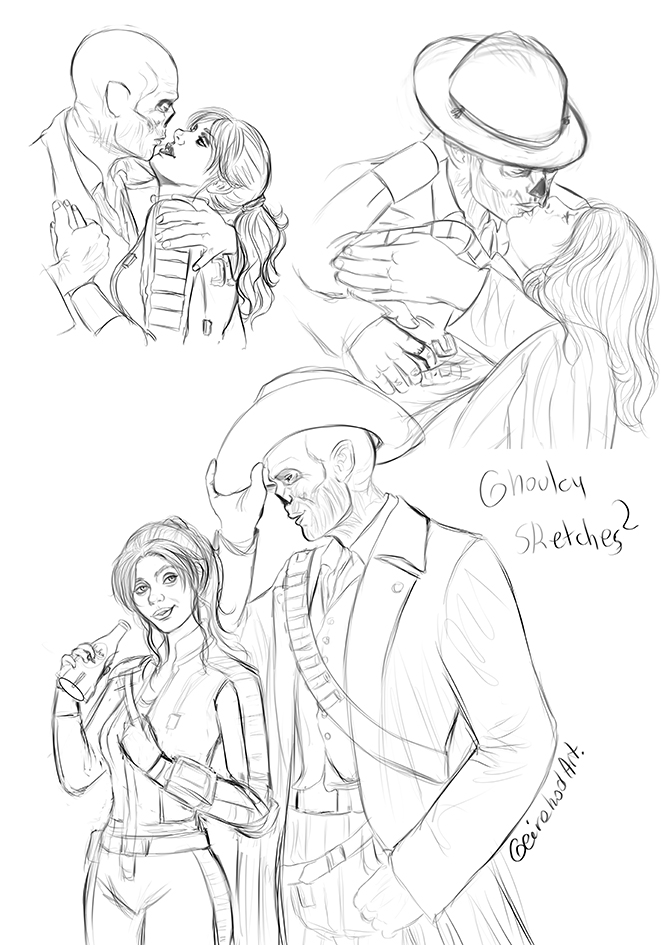 #ghoulcy sketches I made yesterday, unpainted...cause when I painted  I ruined them T_T