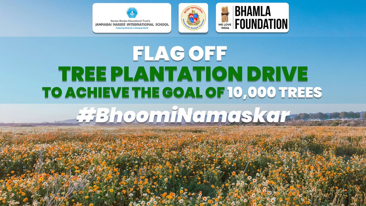 Bhoomi Namaskar! @bhamlafoundatio invites u to Join us today at 11:00 am sharp for the tree plantation drive at Jamnabai Narsee International School Juhu. We're excited to see you there! #WorldEnvironmentDay