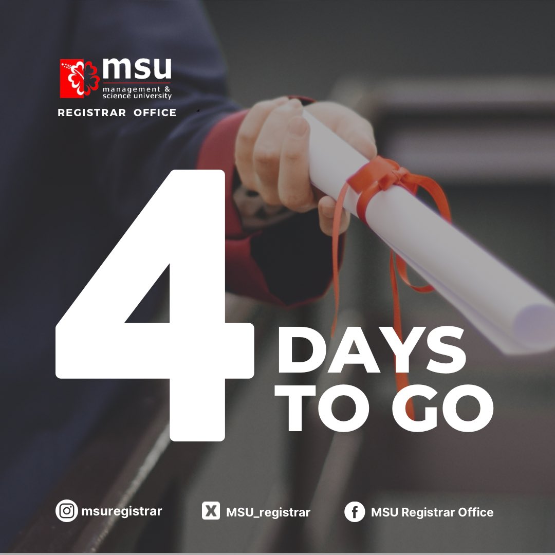 4 days to go for MSU 33rd Convocation Ceremony🎓 MSU 33rd Convocation Ceremony will be happening on 18 May & 19 May 2024. Set the date and see you there! @msumalaysia #msumalaysia #msuconvo33