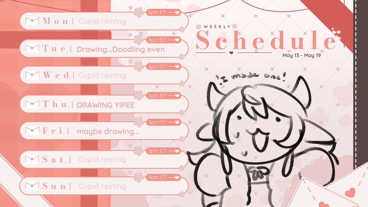 💌Schedule May13 - 19💌
-
Interchangeable streams this week, game could change but ill be streaming at those times
-