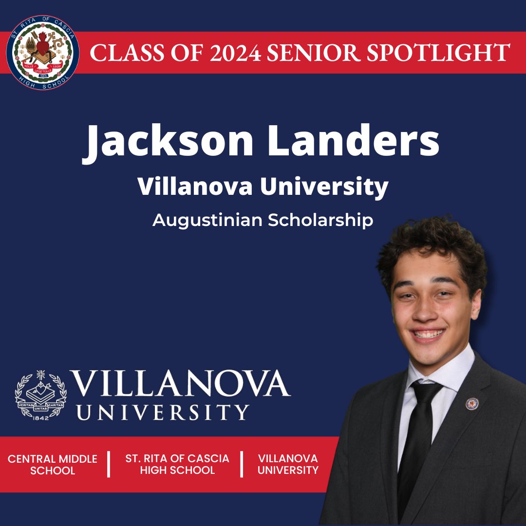 Throughout this week, we will highlight some of the outstanding scholarships our seniors have received as we celebrate the Class of 2024! Our first senior is Jackson Landers who will be attending @VillanovaU on the Augustinian Scholarship. Congratulations, Jackson!