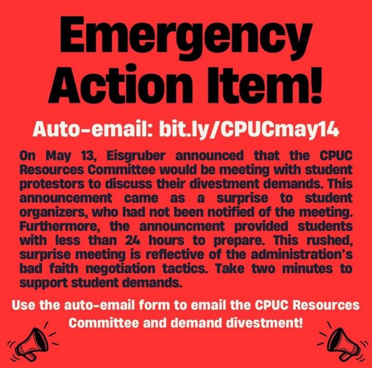 Please join Princeton Alumni for Palestine in their call to demand the CPUC Resources Committee divest from apartheid! bit.ly/CPUCmay14