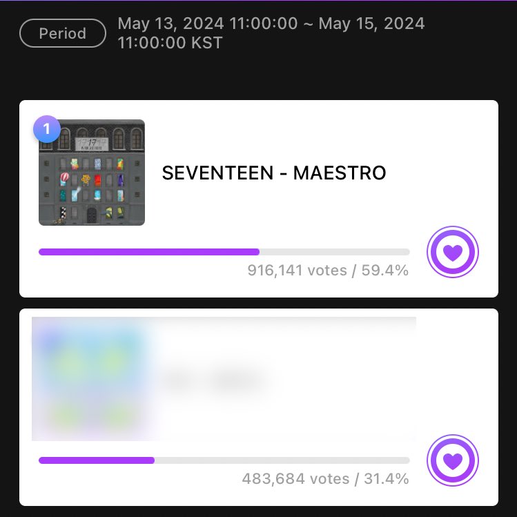 [MUSIC BANK VOTING] CARAT! Pls keep collecting heartbeats per account. Collect atleast on 6~7 accs. We need HUGE gaps as our broadcast might get lower than the opponents. Also our album points will get divided with 'Super' ENDS TOMORROW @ 11AM KST 🔗 mubeat.page.link/tW3So