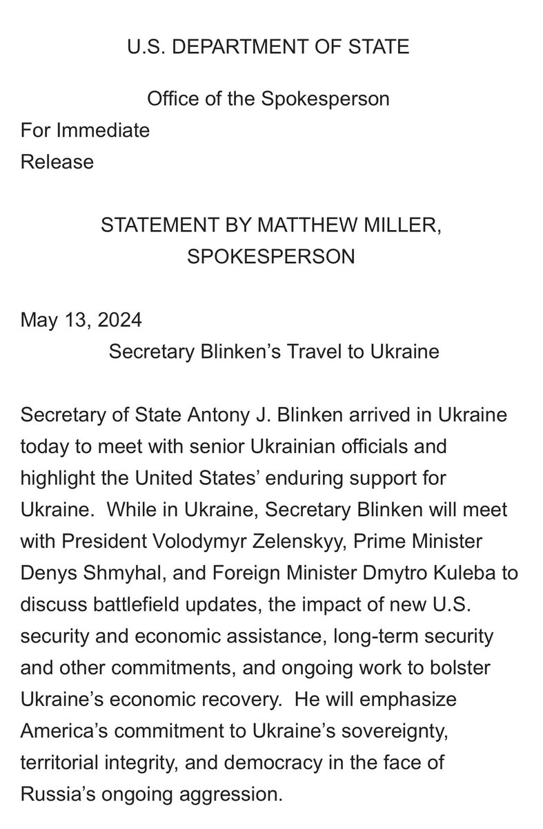 Secretary Blinken is in Kyiv, Ukraine.