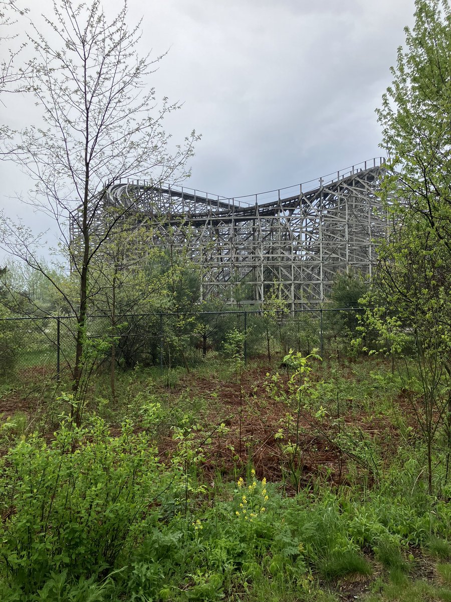 Michigan Camino de Santiago update 

Day 9 - 22.4 miles, 106.5 total 

Made it to Whitehall. A solitary day along a long, paved path through lush woods w the smell of flower blossoms all around, after the city streets in Muskegon. 

And a roller coaster appeared out of the woods.