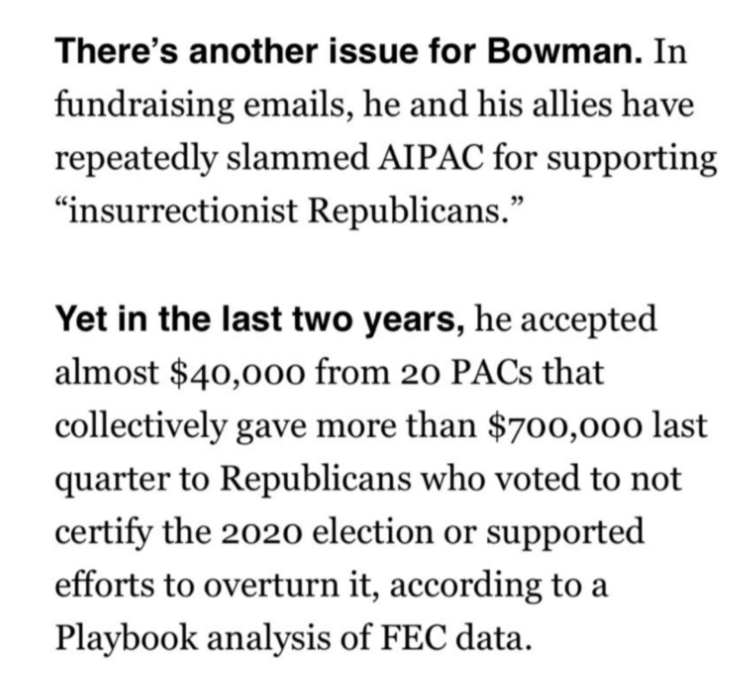 Jamaal Bowman has taken direct donations from Trump Victory Fund donors. AIPAC is non-partisan and donates to members of the Progressive Caucus and Congressional Black Caucus.