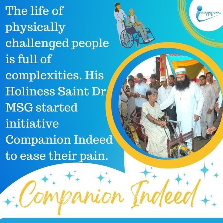 Life of physical challenged people is not easy.They have to face a lot of problems.Also they loss hope to live happy life.On this Ram Rahim Ji Urges Dera Sacha Sauda volunteers to motivate such people & initiated #साथी_मुहिम to provide medical facilities, wheelchairs🦼tricycles.