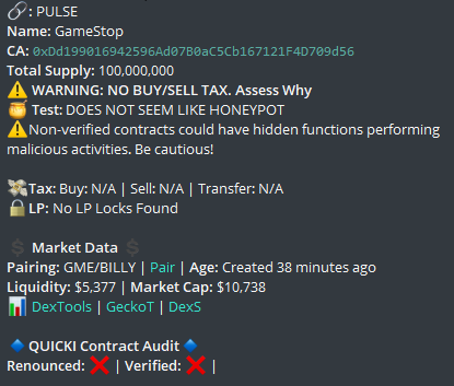 @iambroots Spotted early like $GME at $11K on a TG I'm in been fire lately 🔥 #PulseChain