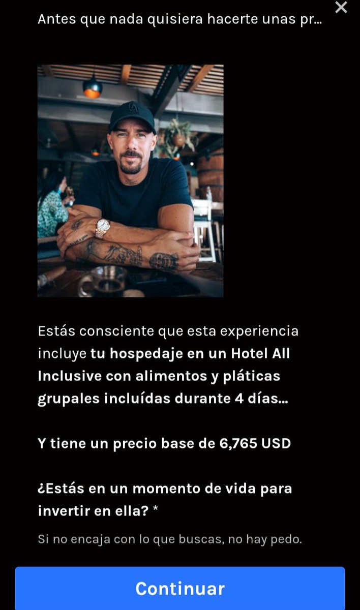 Elegido123_'s tweet photo. Encontré un anuncio en Facebook de un retiro con el vende humos Diego Dreyfus en un hotel boutique en Tulum, me metí al link para investigar cuánto le roba a los idiotitas hijos de papi que sufren vacíos existenciales.

Aproximadamente $114 mil pesos por persona 😂 vamos ALV. https://t.co/FNNjN58sDk
