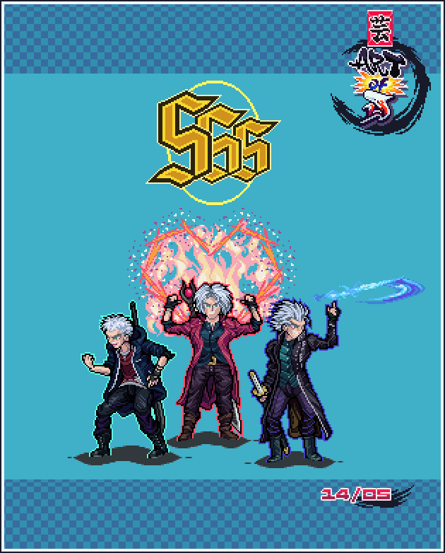 krillmaster6971's tweet image. Weekly Pixels #5:
~ A Dance with the Devils
#devilmaycry #dante #vergil #nero #pixelart #capcom