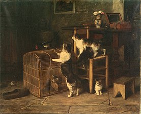 le 14 mai 1900 décès à Paris de Louis-Eugène Lambert peintre animalier surnommé le « Raphaël des chats », 56e division - cimetière du Père Lachaise