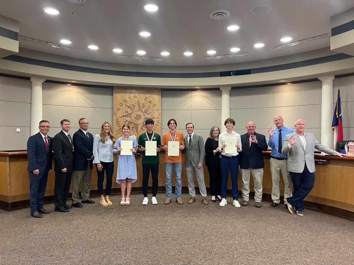 Congrats to Alejandro Rosales getting recognized by the NEISD school board for his accomplishment at the State Track Meet!!