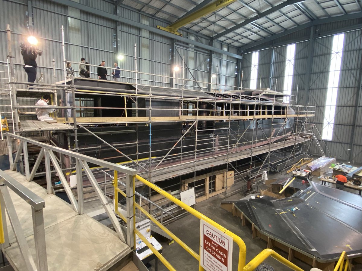 One of the new electric ferries for Auckland under construction.