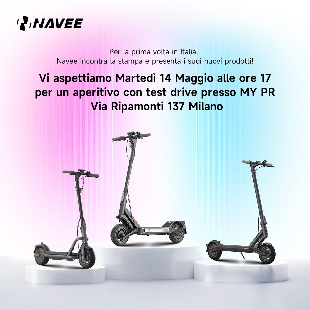 Navee is excited to unveil the all-new S40 and S60 electric scooters at our launch event in Milan! We're inviting media and bloggers to an exclusive test ride event where you'll be the first to experience our latest models.
#ElectricScooter #MilanLaunch🌟