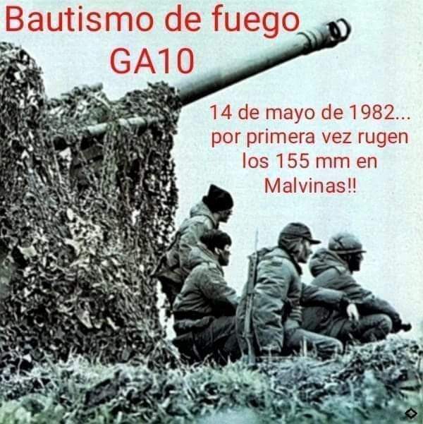 Bautismo de fuego de los cañones 155 del Grupo de Artillería de la ciudad de Junín.
El 14 de mayo de 1982.
Hicieron retirarse a las naves inglesas que bombardeaban Puerto Argentino
El 155 argentino nacido en Córdoba se hizo Hombre en Malvinas.
Honor y Gloria para sus
Artilleros