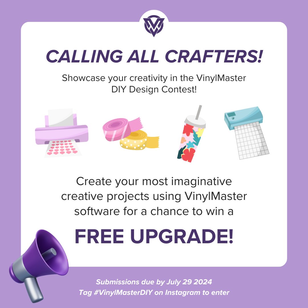 Show off your creativity with VinylMaster software and stand a chance to win a Free Upgrade! Share your imaginative projects by tagging @vinylmaster.software and adding the hashtag #VinylMasterDIY on Instagram. Submissions closing July 29, 2024. 

#GraphicDesign #CustomDecals