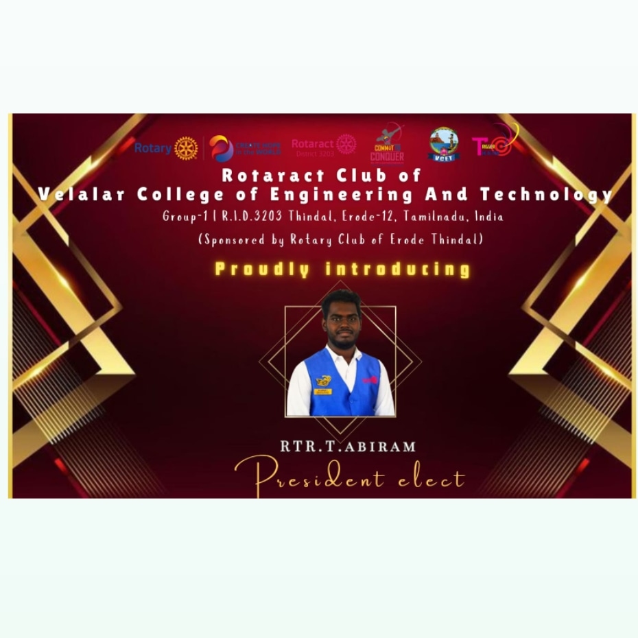 RCVCET_3203's tweet image. Rcvcet

*_✨Rtr.T.Abiram✨_*
             as the 
*_🎉President Elect🎉_* 
(2023-24)

RID_3203
#3203