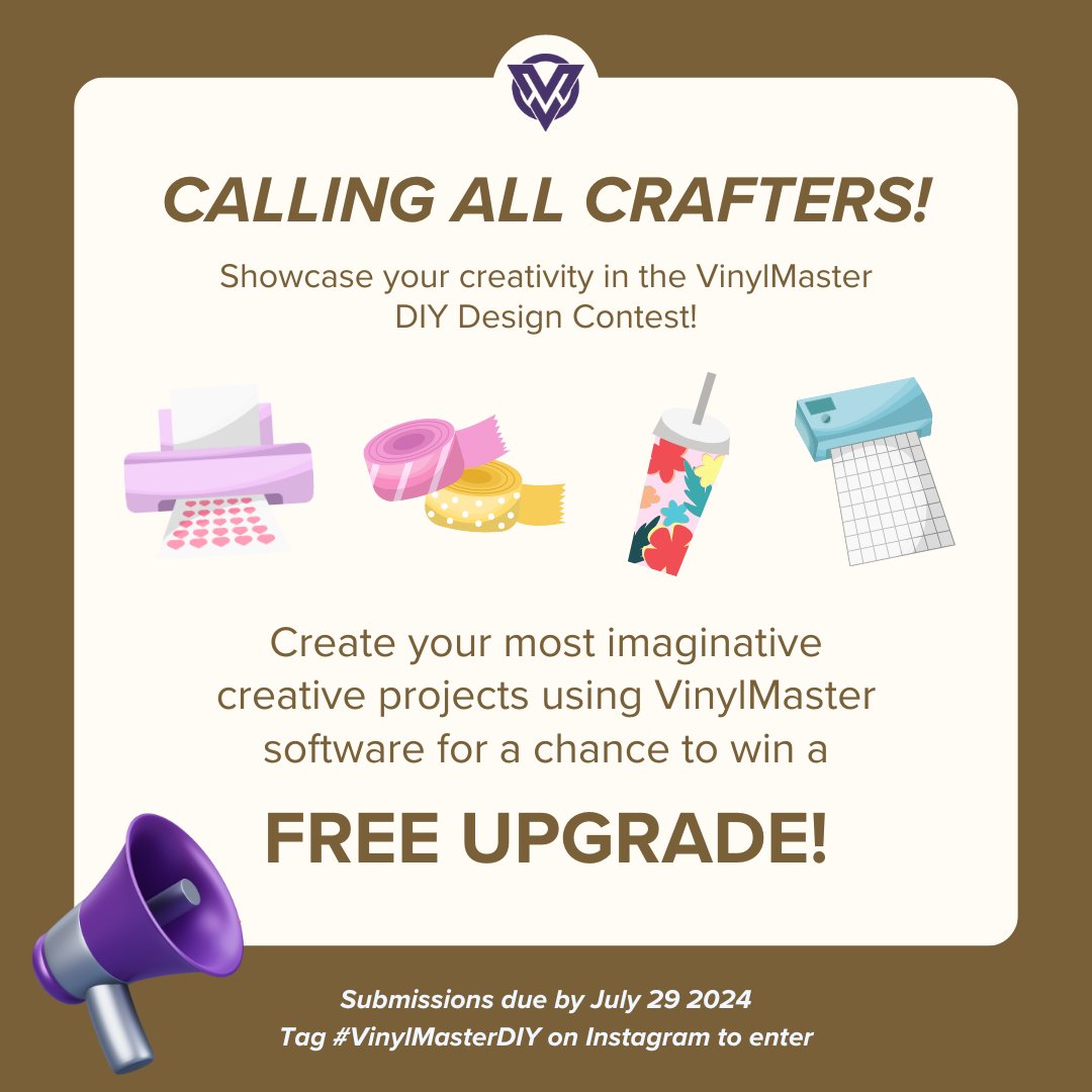 Show off your creativity with VinylMaster software and score a chance to win a Free Upgrade! Share your creative projects by tagging @vinylmaster.software and adding the hashtag #VinylMasterDIY on Instagram. Submissions closing July 29, 2024.

#DesignSoftware #CustomSigns