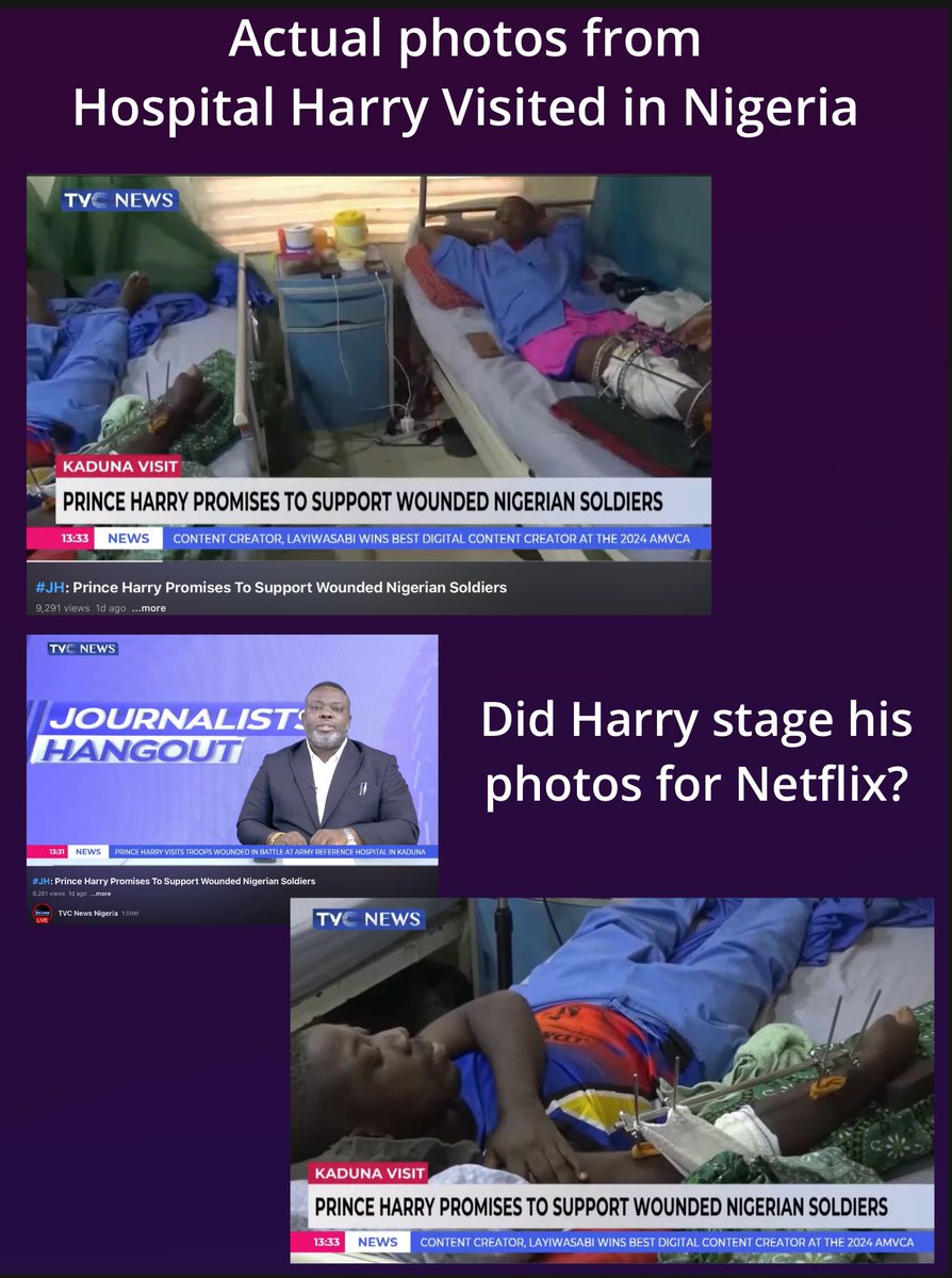 Did #HarryisaTraitor STAGE #Nigeria hospital photos for @Netflix ? Is that why ALL local reporters were banned. 

Nigeria news showed actual photos

#Markled @MeghansMole #Archewell #MeghanMarkleisaConArtist #MeghanandHarryinNigeria