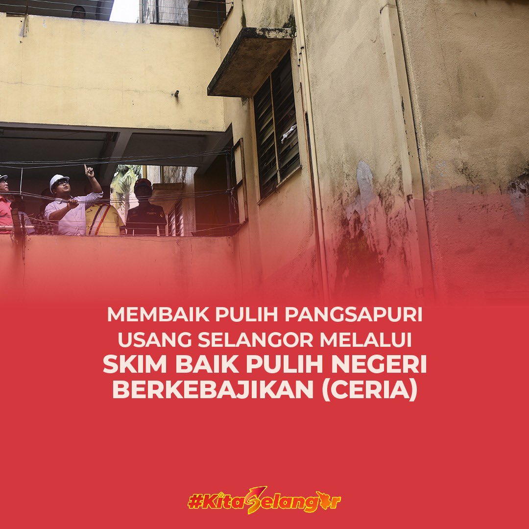 Di Selangor, penghuni pangsapuri mempunyai Skim Baik Pulih Negeri Berkebajikan (CERIA) bagi membaik pulih kerosakan harta bangunan. Kerajaan Negeri mewujudkan skim ini khas hanya untuk membantu pangsapuri kos rendah dan kos sederhana rendah di Selangor. Contohnya lif, parkir