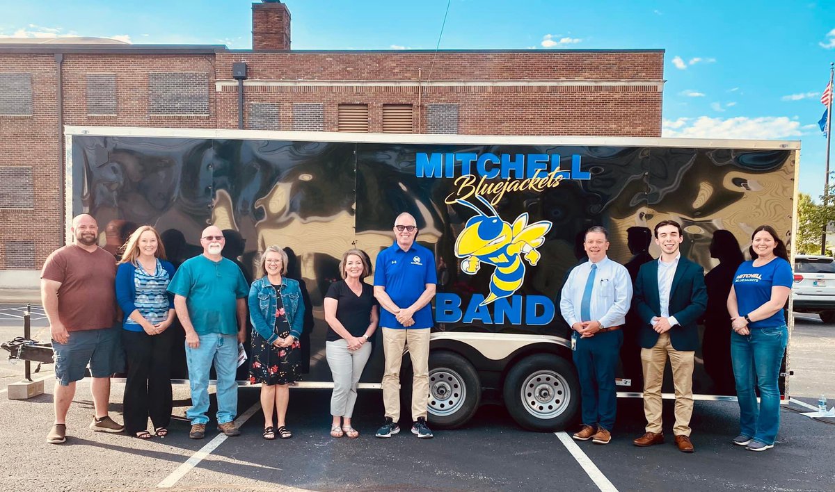 Mitchell Band Boosters donated a new trailer to the Mitchell Community School Board to support the Mitchell HS Band Program.