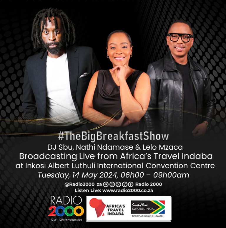 #TheBigBreakfastShow is coming to you live from the Durban ICC  at the #AfricaTravelIndaba. Sanibonani, how are you doing?

#Radio2000 #TravelIndaba24 #ATI2024  #VisitSouthAfrica

@djsbu @nathi_ndamase @LeloMzaca