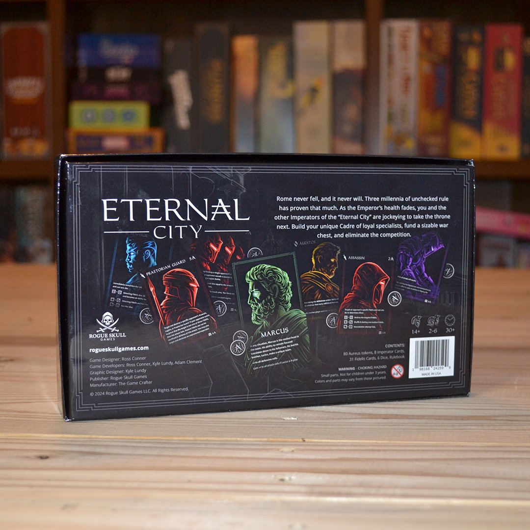 Build a unique Cadre, fund a sizable war chest, and eliminate the competition to claim the throne of the Eternal City!
.
Will be available for purchase on @thegamecrafter later this summer.
.
#newrelease #eternalcity #rome #boardgames #kansascity #tabletopgames #boardgamegeek