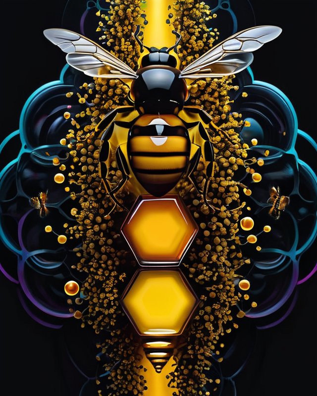 Busy bees - made with @get_starryai #aiart #digitalart #starryaifeatured #starryaiweekly starryai.com/app/user/Psych…