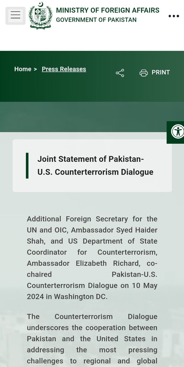 #Pakistan and the #UnitedStates have reaffirmed the continuation of counter-terrorism cooperation to advance regional and global security and stability. According to a joint statement on the Pakistan-US Counterterrorism Dialogue held last week on May 10, the dialogue underscored