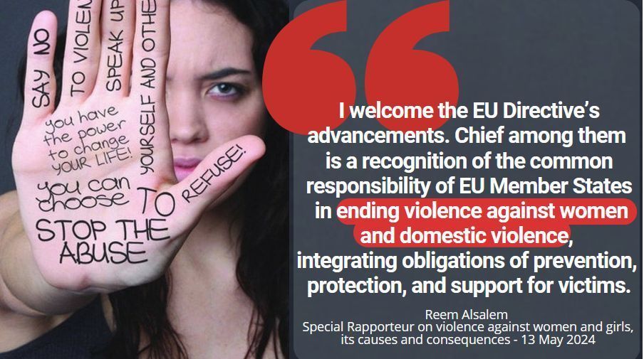 UN independant expert @UNSRVAW welcomes the first-ever European Directive on combating #ViolenceAgainstWomen & domestic violence, but regrets that an EU-wide definition of sexual assault and rape was not included in this Directive.

buff.ly/3WClF5i
@UN_SPExperts