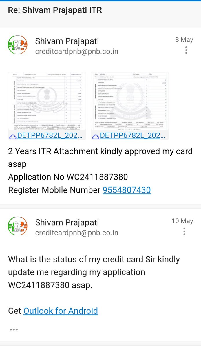 @pnbindia Very slow banking i have applied for credit card on 27 april 2024 and i drop email but my application is going under process and there is no reply of my emails kindly look into this. @pnbcreditcard.