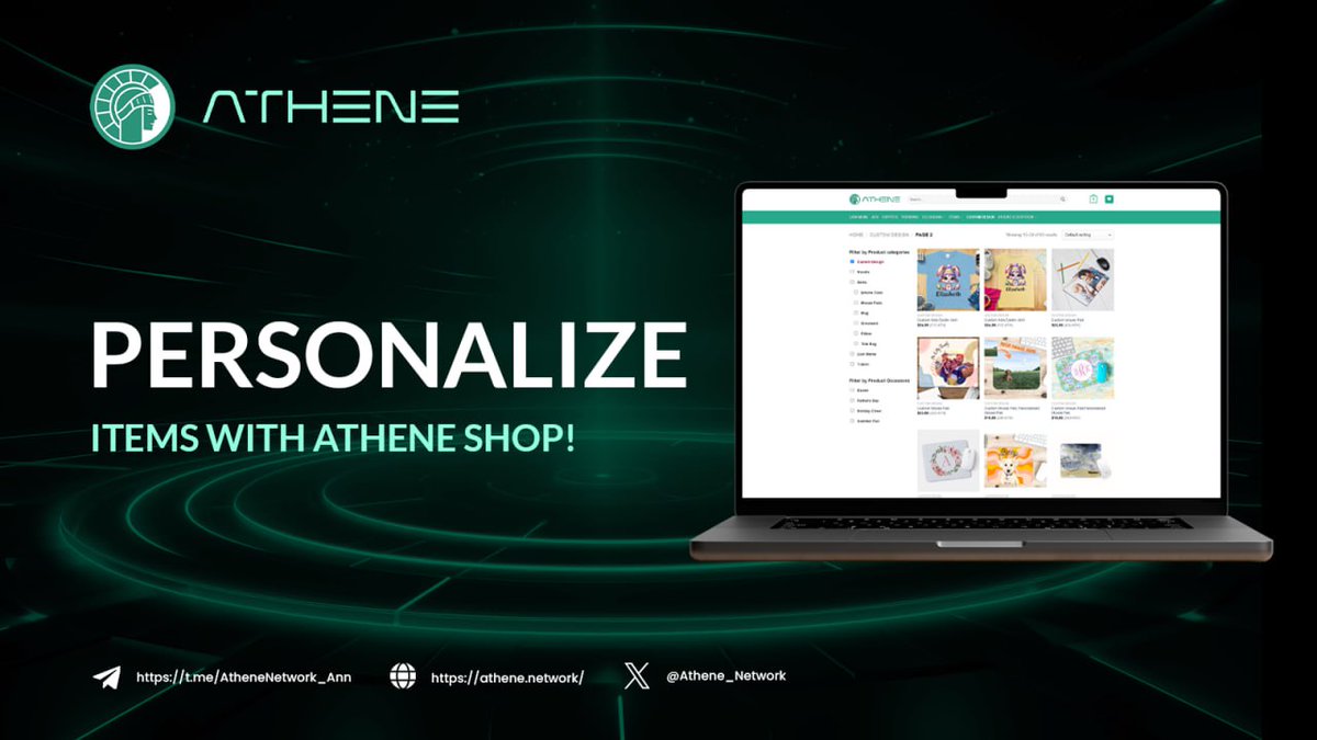 Dear Athene community,

👜 A special feature of Athene Online Shop (shop.athene.network) - Where Your Imagination Comes to Life! 🎨

👕 From T-shirts, hats, phone cases to pillows, even mouse pads and canvas prints, you can personalize any products with your favorite text or…