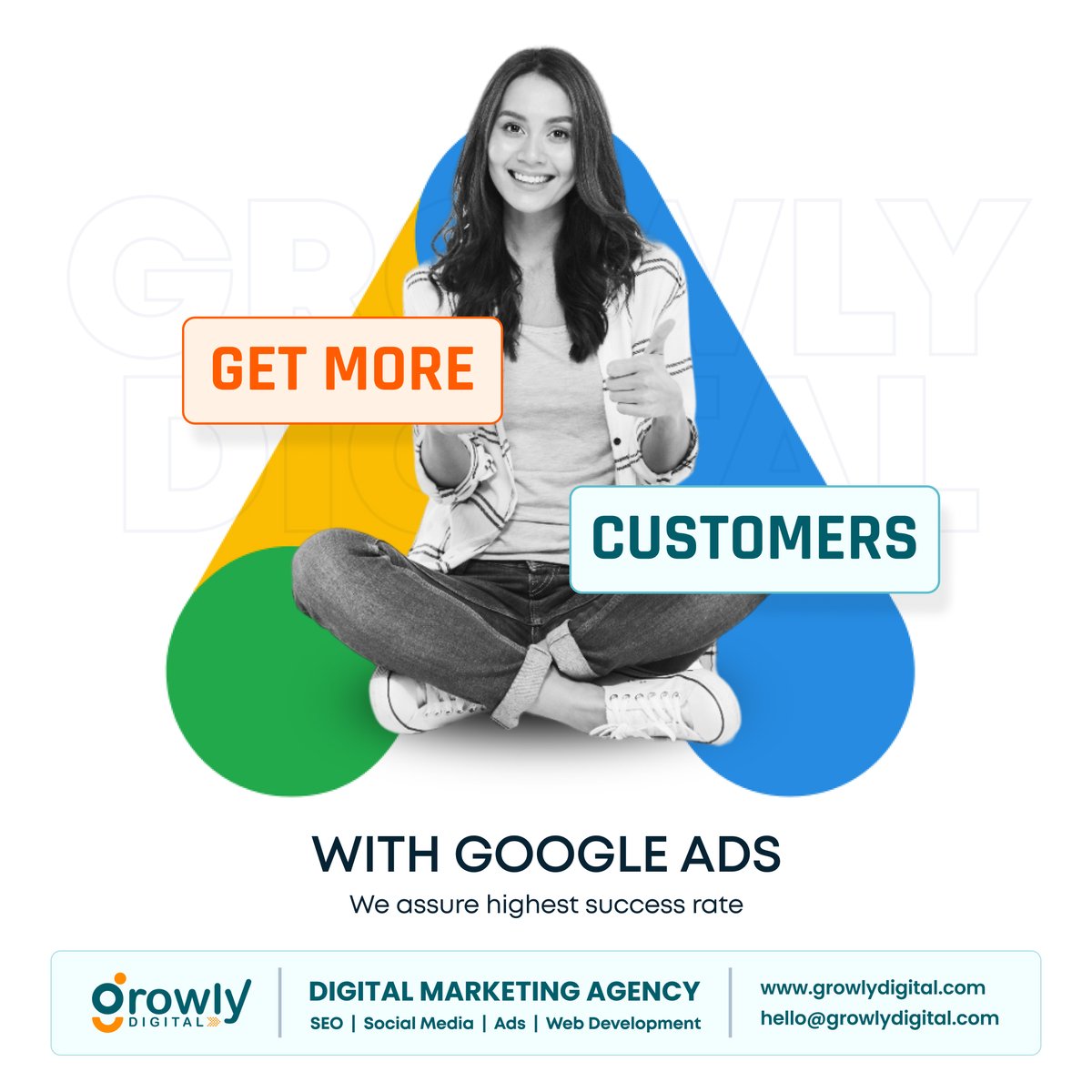 Struggling to reach new customers?
Google Ads can help!  We create targeted campaigns to get your business seen by the right people.

#growlydigital #surat #getmorecustomers #increaseleads #onlinemarketingstrategy #seomarketing #googleads #digitalmarketing #onlineadvertising