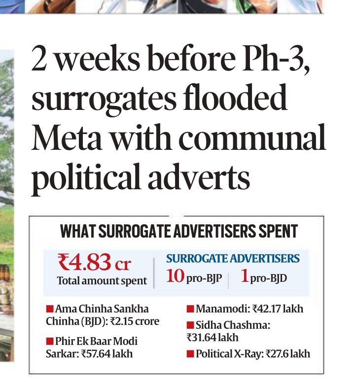 Electoral Bond money funding Communal hate-mongering Acs it seems. Where is ED? On 07/5/24 15 surrogate Ac paid Fb & Insta nearly Rs 17crore to run political ads. Phir Ek Baar Modi Sarkar - 57.64 lac Manamodi - 42.17lac The top surrogate advertisers made no disclosures on…