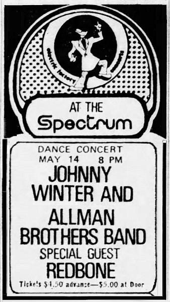 Today in Allman Brothers Band history concert at the Spectrum, Philadelphia, PA, 5/14/71 📷 Dave Cross