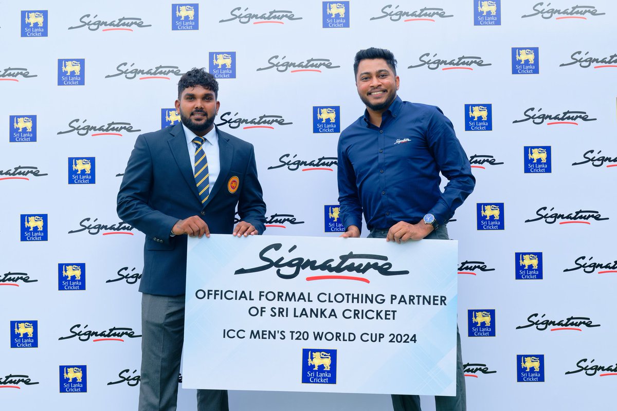 We're thrilled to welcome 'Signature' as our Official Formal Clothing Partner for the ICC Men's T20 World Cup 2024! 👔

#SignatureClothing #SriLankaCricket #LankanLions