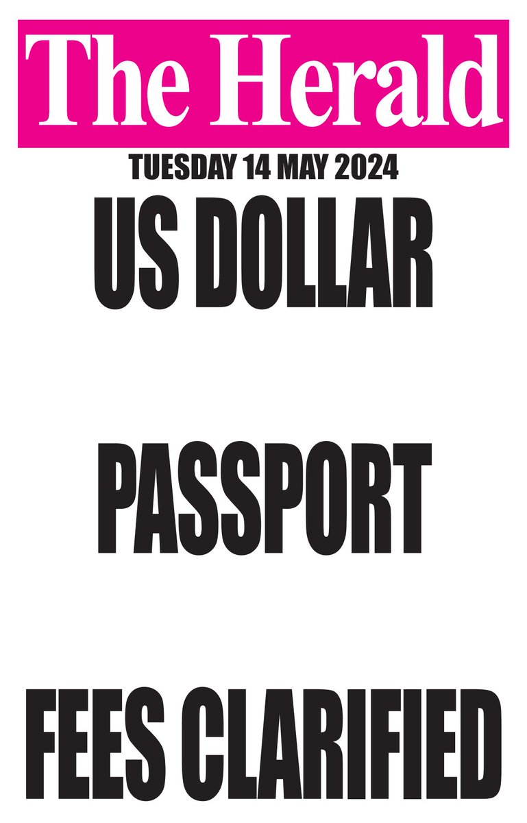 Government to continue charging USD for passports ▪️Gvt says it has a contractual obligation to pay partner in USD ▪️If ZiG is gold backed with enough reserves, why can't gvt subsidies? ▪️Gvt has canceled many contracts through SIs, why can't it do the same on this issue?