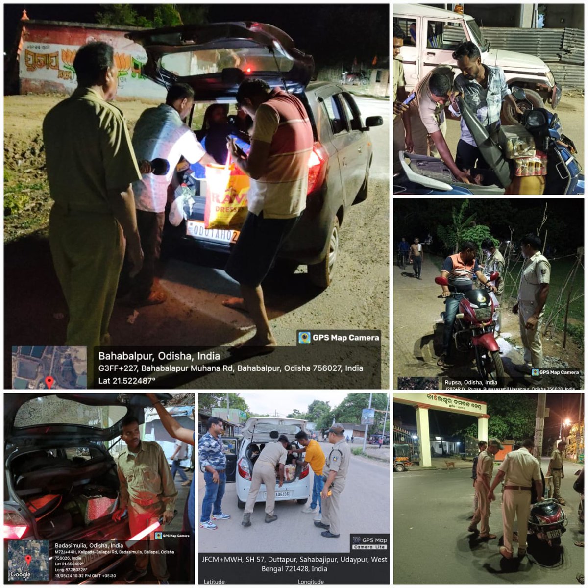 In view of the upcoming #GeneralElections24, under the guidance of @SPBalasore, Balasore Police continues to conduct naka / blocking in targeted check posts, inter state border check posts, and other static posts in order to stay vigil and control crime and criminal activities.