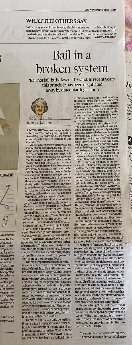 If INDIA Aliance comes to power they must fix the broken criminal justice system ⁦@IndianExpress⁩ ⁦@TheLeaflet_in⁩