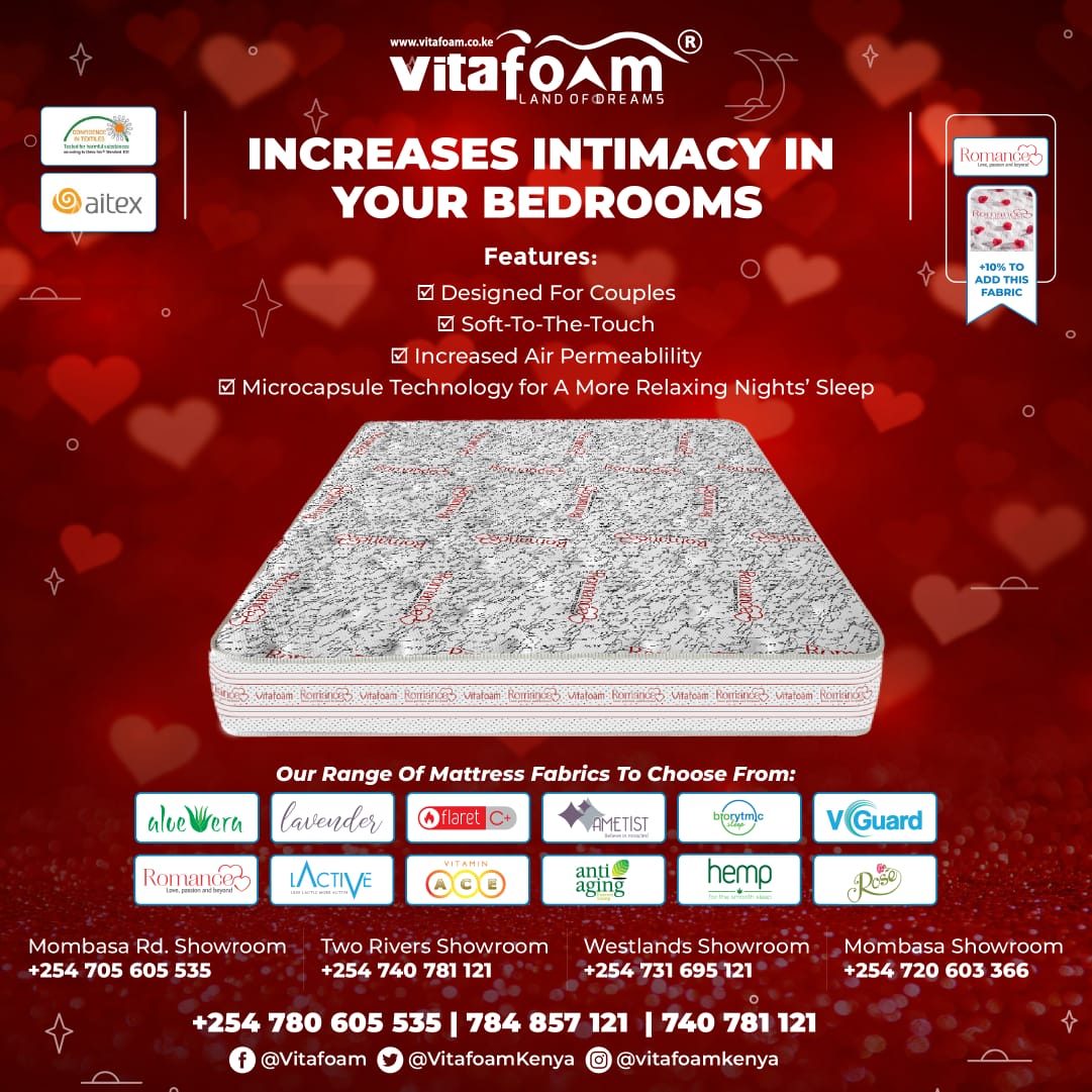 🌟💕🌹👫🛌😴 Bring Romance Back Into Your Bedrooms With Our Revolutionary #RomanceSleepFabrics Only From #VitaFoamKenya®! 😴🛌👫🌹💕🌟 ☎ *Mattress, *Pillow, *Bed & *Sleep Accessory Enquiries, Orders & Deliveries: 0784 857 121 | 740 781 121 📍 Locations bit.ly/30VqOrf