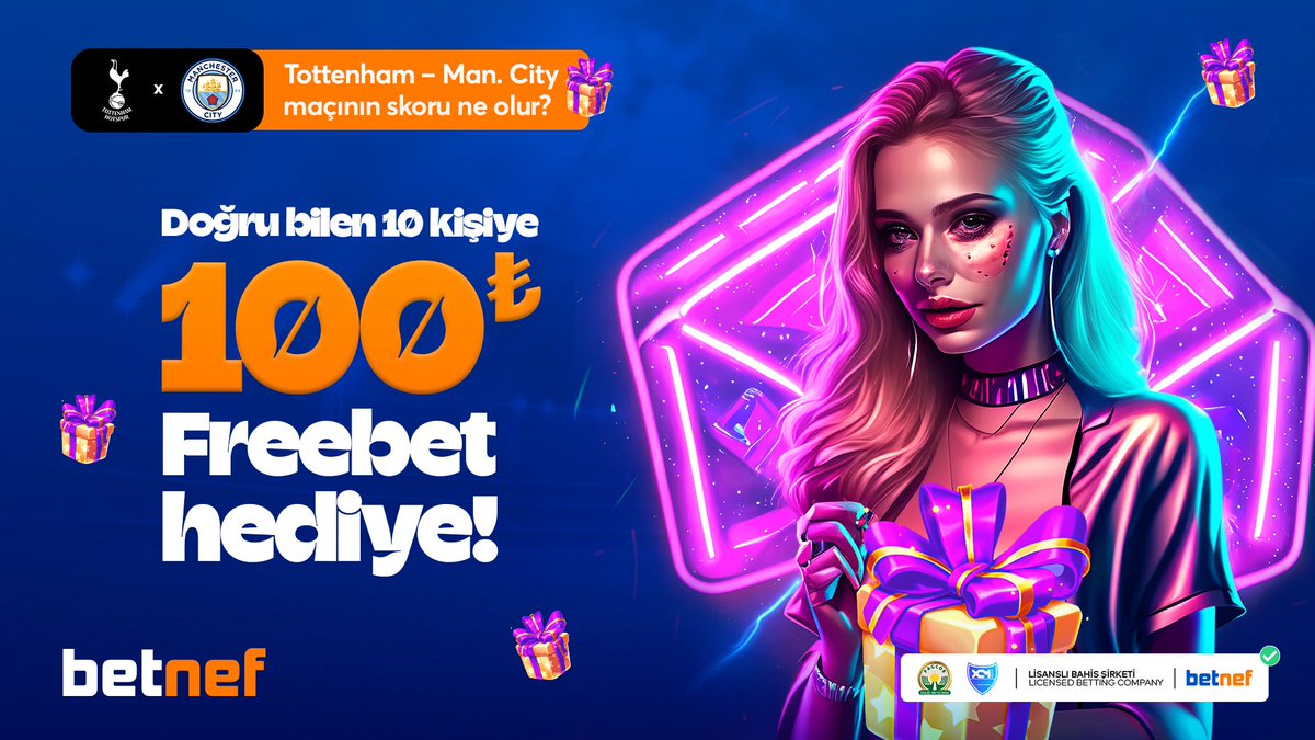 📮 Betnef'ten Freebet kampanyası!

🎁 Tottenham - Manchester City maçının skoru ne olur? Doğru tahmin eden 10 kişiye 100₺ Freebet!

⏩ Tahmini ve kullanıcı adını formda paylaş!

⁉️ Twitter hesabımızı takip et, posta RT at

 📲 forms.gle/o3fFeBbg6fqo19…