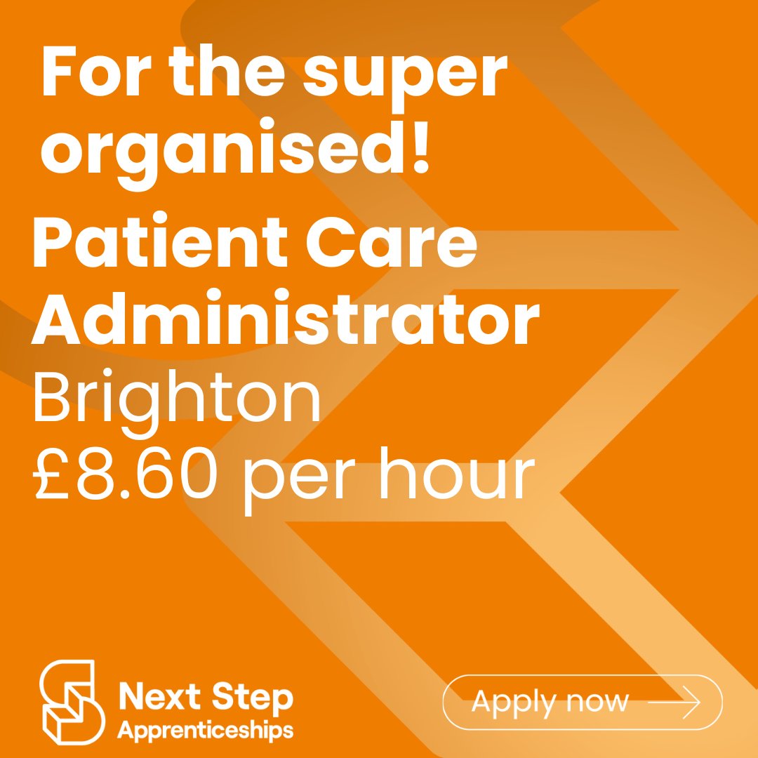 PATIENT CARE ADMINISTRATOR - £8.60 PER HOUR - BRIGHTON

Apply now - nextstepapprenticeships.co.uk/jobs/patient-c…

#PatientCareAdministrator #Brighton #NextStepApprenticeships