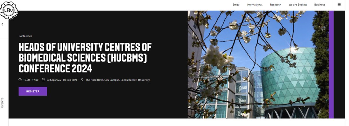 At LBU and the School of Health, Biomedical Science Team we're proud to be hosting the HUCBMS Biomedical Sciences Conference for 2024. You can read about the event and register your interest using the below link: leedsbeckett.ac.uk/events/confere… @hucbms @BMSLeedsBeckett @LBUHealth