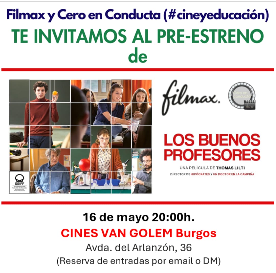 Docentes de @UBUEstudiantes preparados para asistir este jueves, 16 de mayo, al preestreno de 'Los buenos profesores'. Gracias a @filmax y @GolemBurgos por su gentileza y colaboración.
Unidos a la red de #cineyeducacion @londones @juanfratic @fcampal