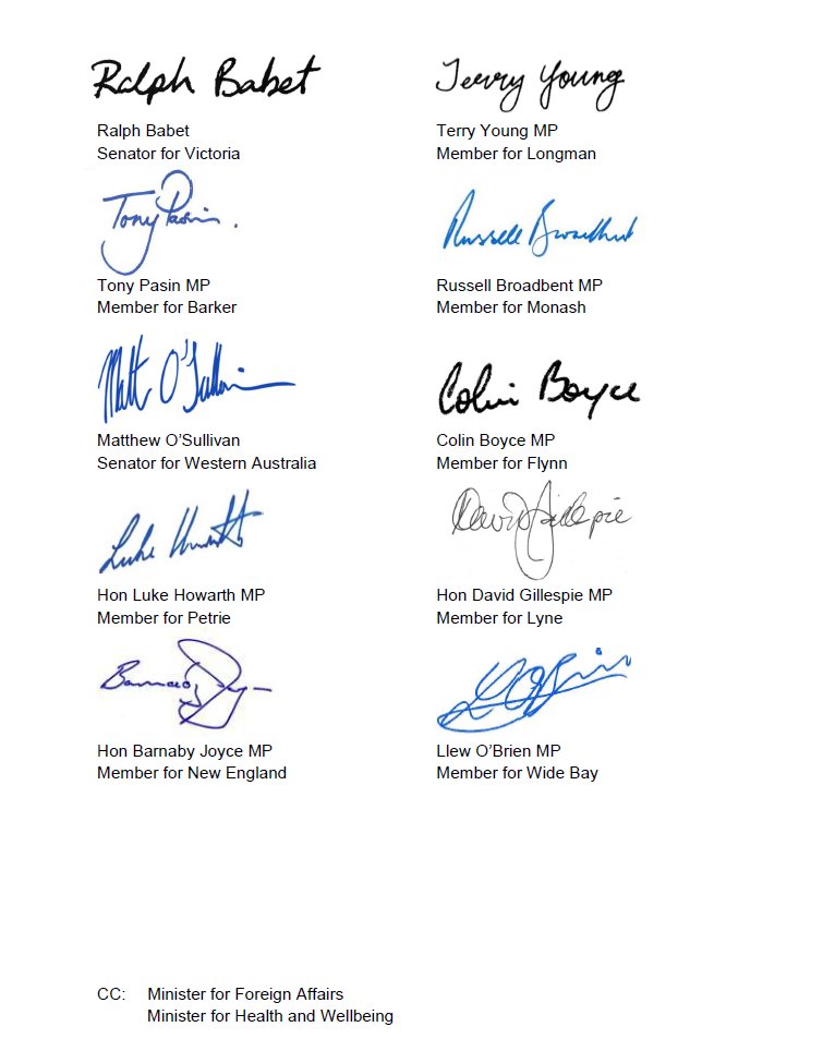I'm proud to have co-signed this letter urging Prime Minister Anthony Albanese to reject the WHO Pandemic Treaty and proposed changes to the International Health Regulations. This is a stance I've long advocated for and, in fact, was the first member of parliament to call for a