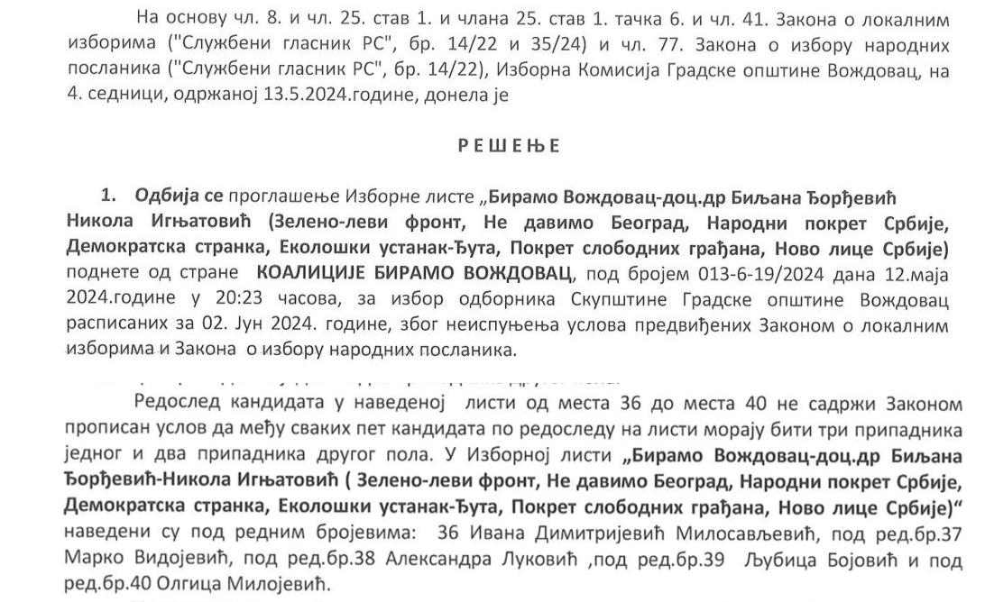 To što @PravnitimZLF pravi gluposti dok gleda Evroviziju ih ne opravdava (kao što je i pravni tim SPNa (SSPa) pravio gluposti sa žalbama i prigovorima posle izbora), lista na Voždovcu im je sa pravom pala ali ipak da ukažemo na duple standarde vlasti. MI je imao isti problem 23e!