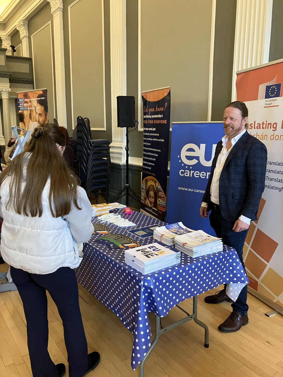 Delighted to talk about #EUCareers in lovely Waterford at @eudirect European elections event for schools sponsored by @dfatirl #UseYourVote