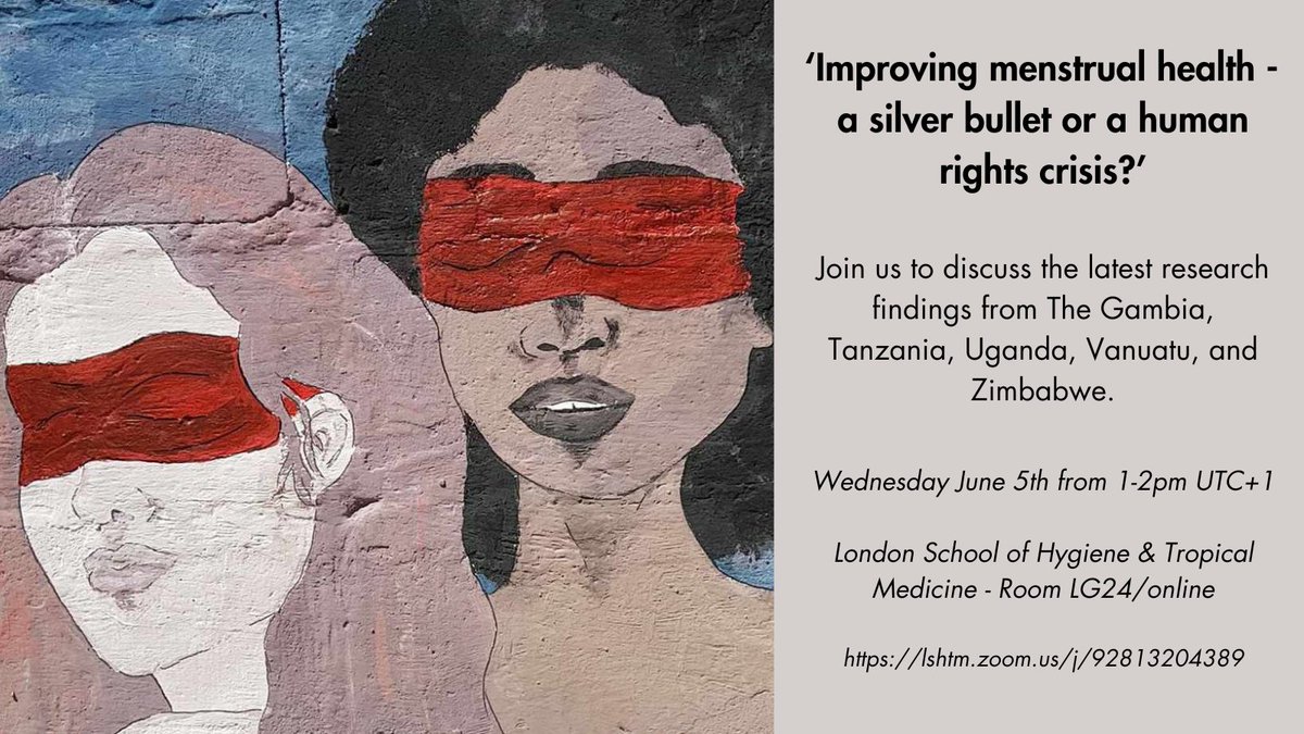 On June 5th, I will chair a webinar at the London School of Hygiene and Tropical Medicine to share the latest #menstrualhealth research. Speakers include @mandi_tembo @janewilbur @kate_a_nelson Join us!