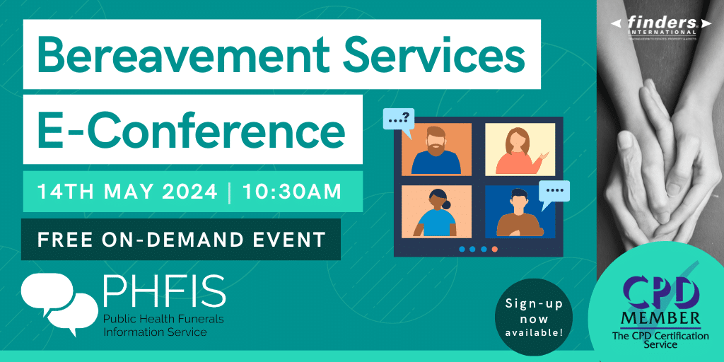 TODAY! Bereavement Services E-Conference, 10:30am - 12:00pm 👉🏽 ow.ly/789m50RFp4x This event is a FREE resource for those working with the #bereaved, primarily in the #publicsector.